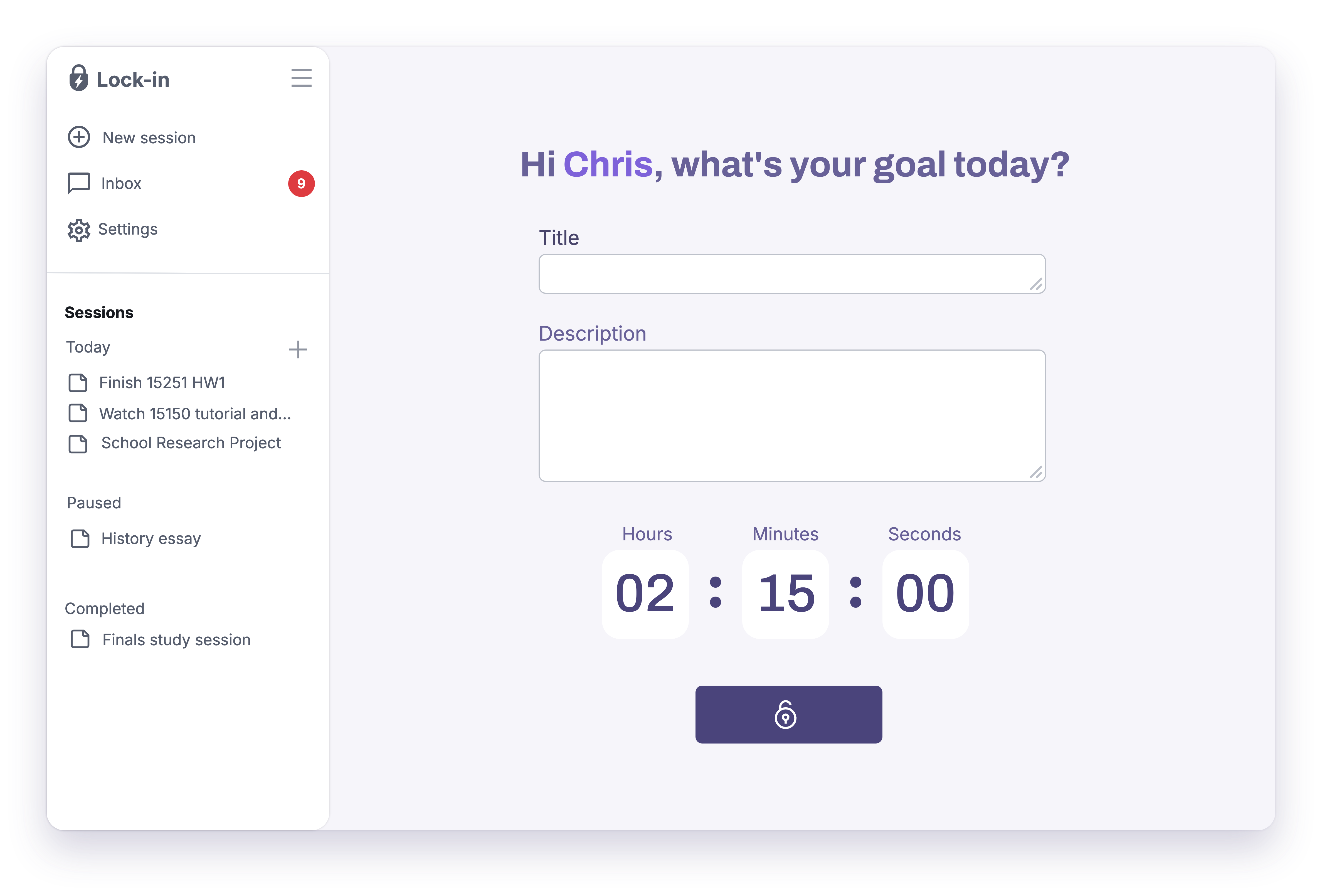 Lock-in App Demo
